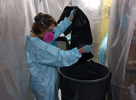 Image. Staff assessing damaged records